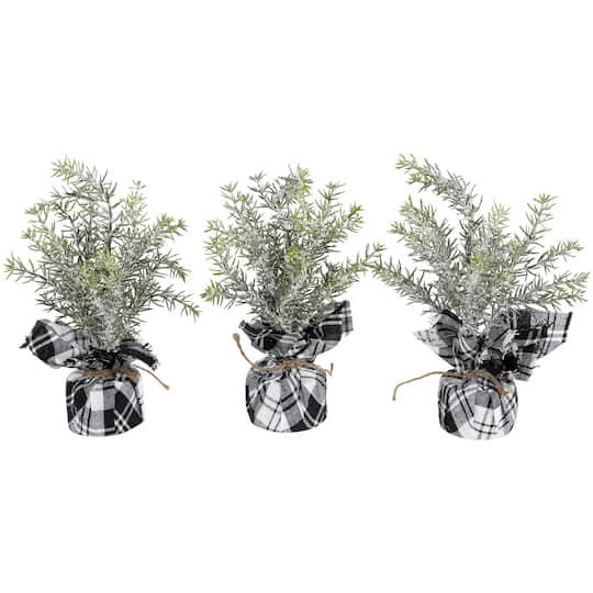 10" Unlit Mini Frosted Pine Artificial Christmas Tree Set By Northlight in Green | 9" | Michaels®